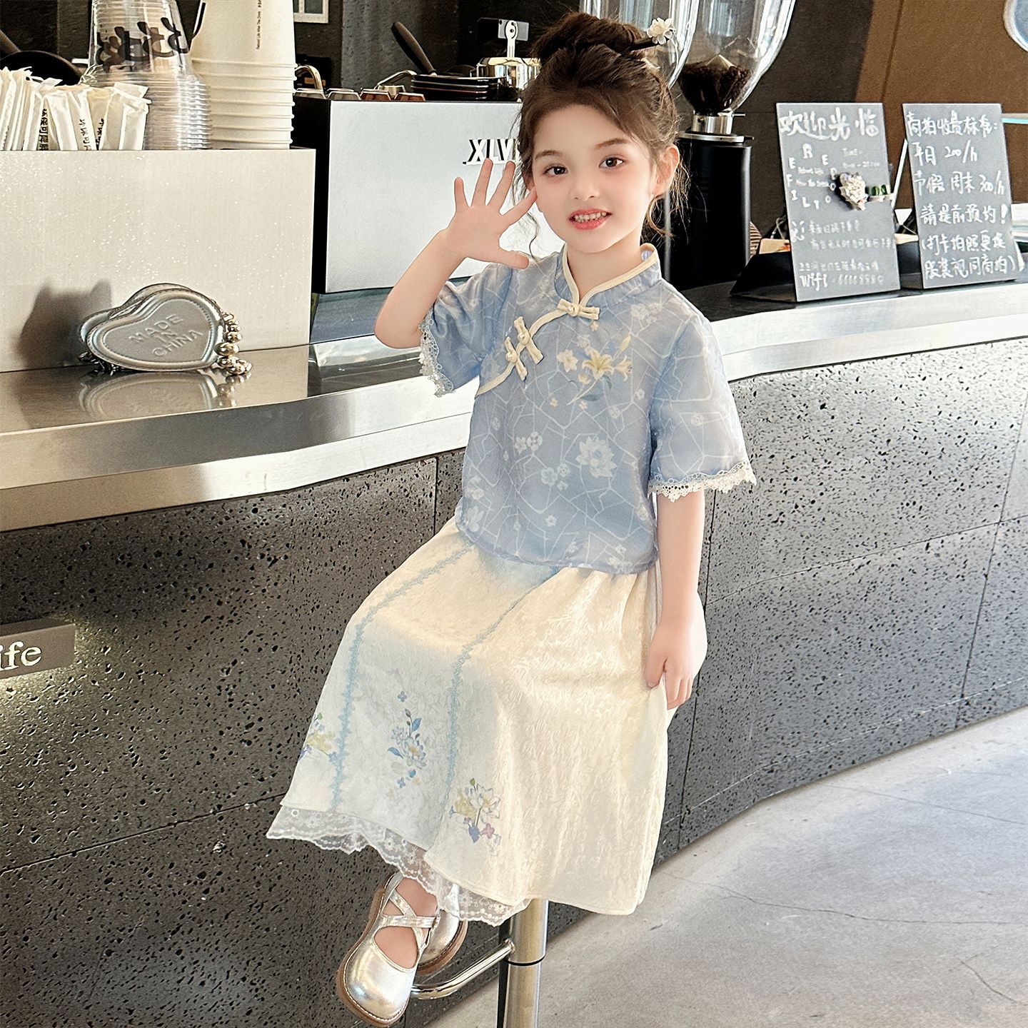 女童汉服夏季儿童新中式旗袍套装