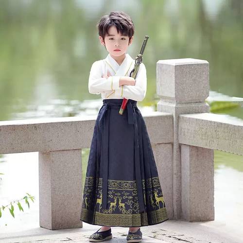 男童春秋汉服女童马面裙古风唐装