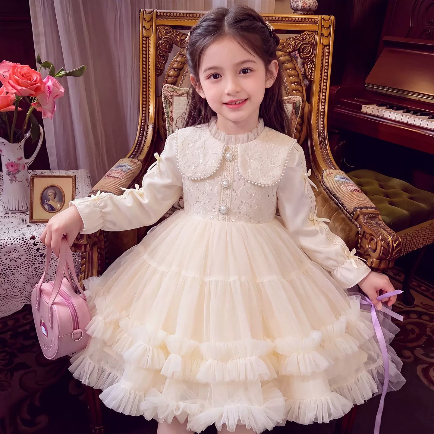 女童公主裙秋冬生日礼服蓬蓬纱裙