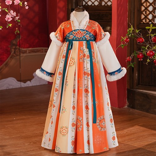 女童敦煌飞天汉服冬季加绒公主裙