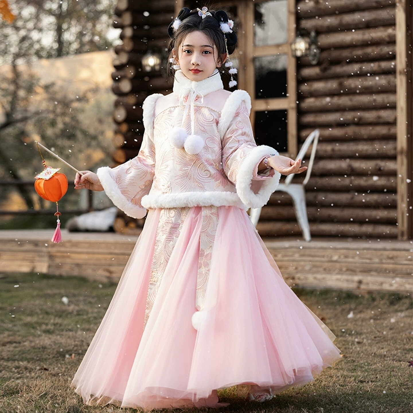 汉服女童冬装加厚唐装古风拜年服