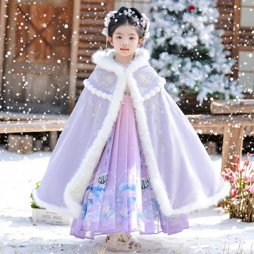 汉服女童冬季儿童古装加绒连衣裙