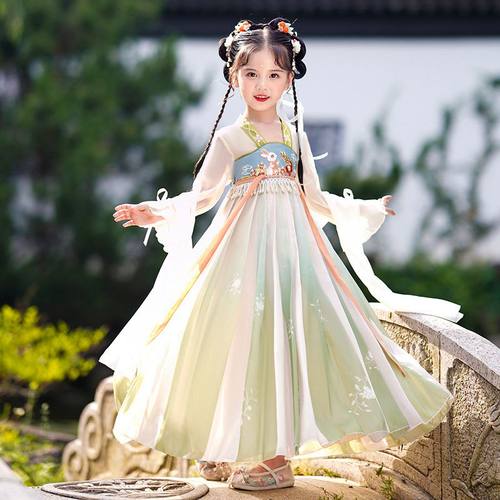 儿童薄款秋季女童超仙汉服公主裙