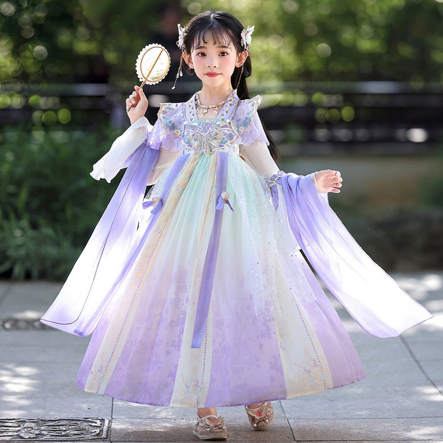 汉服女童春秋连衣裙古风公主裙子