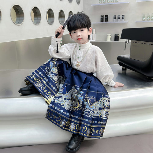 男童汉服春秋儿童马面裙套装唐装