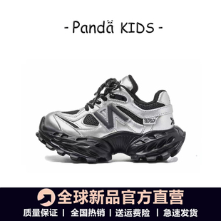 女童网布透气鞋子2026新款春季季男童真皮运动鞋儿童软底老爹鞋潮