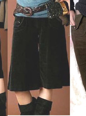 客衣都加大码女装2025欧美冬季休闲时尚灯芯绒七分裙裤大脚裤K132