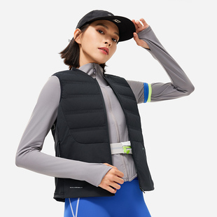 李宁专业跑步系列2024新款女子反光拼接防泼水羽绒马甲AYMU036