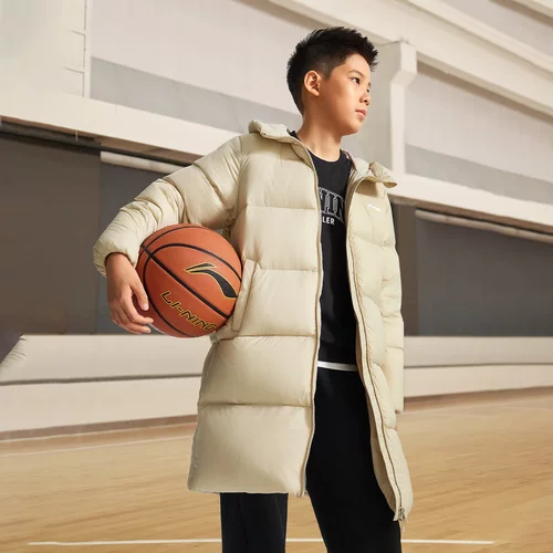 李宁男女大童防泼水保暖宽松85%鸭绒中羽绒服YYMV143-2