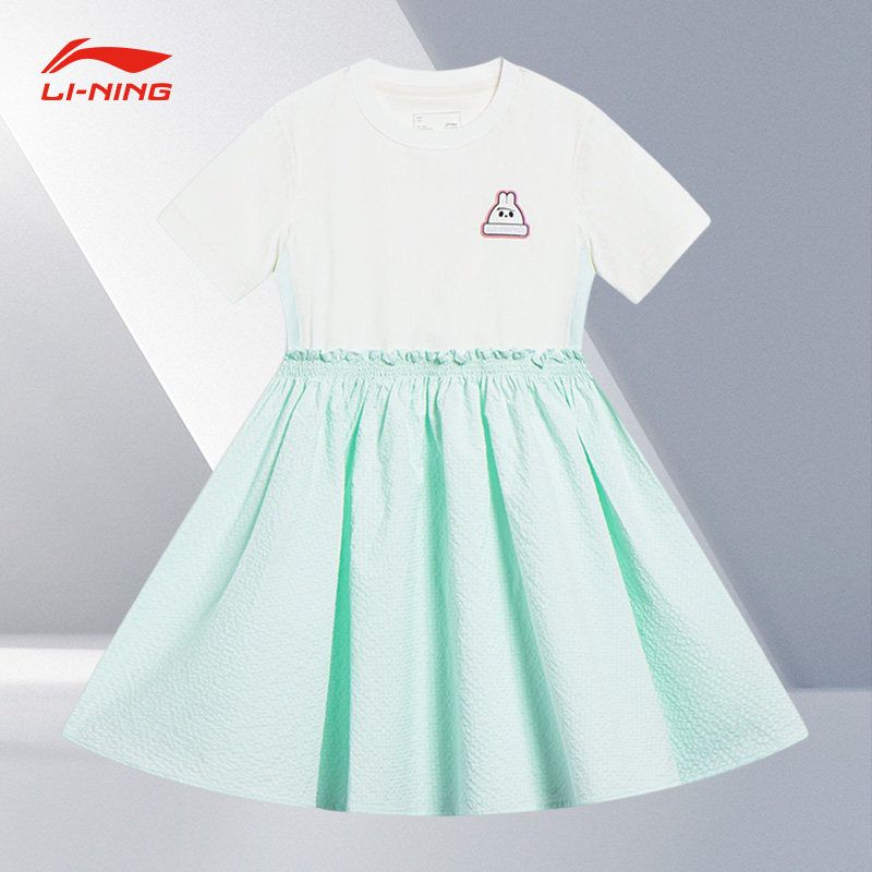 Lining/李宁正品女小童运动潮流系列时尚休闲舒适连衣裙YSKT032