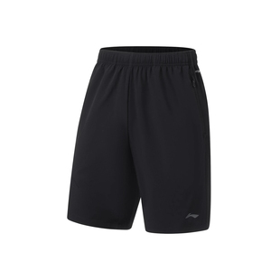 李宁速干短裤男裤2023夏季新款健身透气舒适梭织运动裤AKST297