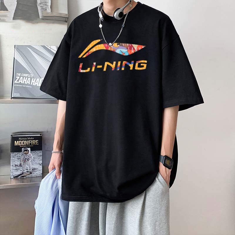李宁短袖男2024新款夏季T恤大LOGO圆领半袖文化衫AHSU837