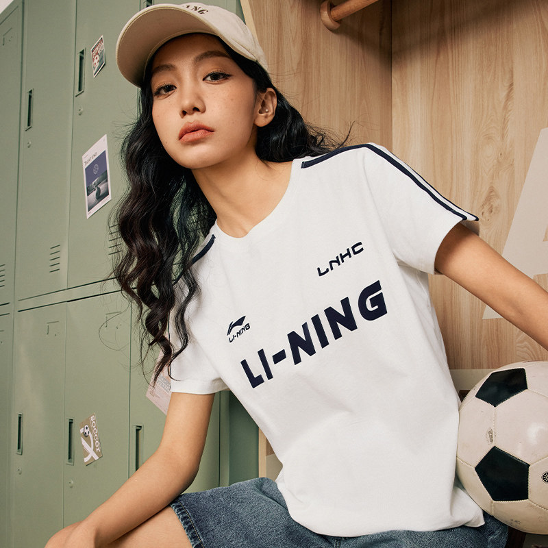 李宁短袖T恤女2024新款运动尚系列春季圆领女装休闲运动服AHSU712