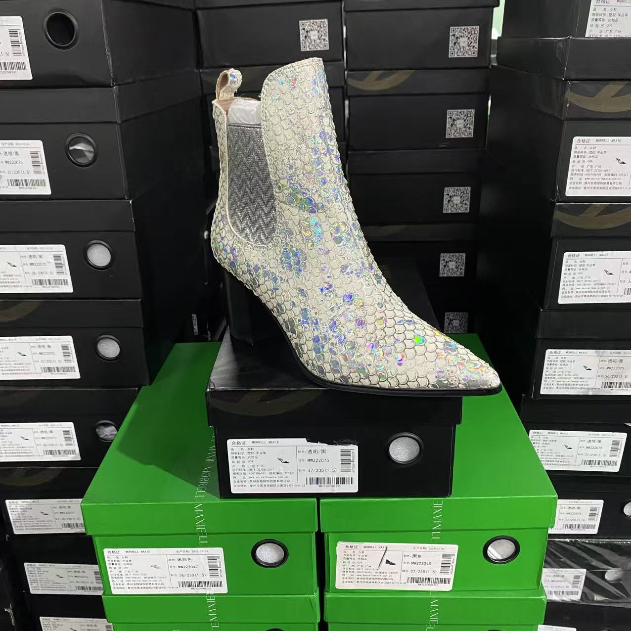 美国设计师买手高奢品牌Q牛皮法式时尚鳞片尖头时装鞋4109白银