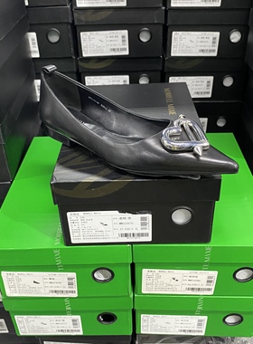 美国设计师买手高奢品牌H牛皮尖头时尚平底百搭心扣单鞋3148黑色