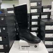 实体专柜意大利设计师轻奢品牌牛反绒直筒长靴Q358黑色 单里