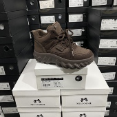 实体专柜意大利设计师轻奢品牌厚底加绒高帮运动休闲鞋 348R棕色