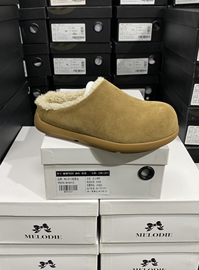 实体专柜意大利设计师轻奢品牌E冬季牛皮保暖包头拖半拖442R棕色