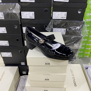 LS专柜正品 G亮面小香风牛皮玛丽珍349A黑色