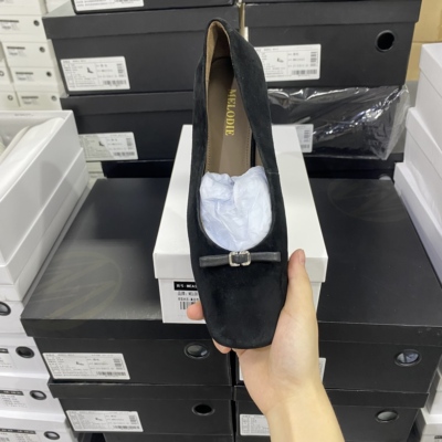 实体专柜意大利设计师轻奢品牌H羊皮时尚蝴蝶结女士单鞋3087黑色