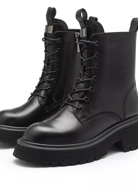 CERRUTI·I88I切瑞蒂法国顶奢品牌胎牛皮细带扣银扣短靴CT201黑色