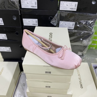 LS专柜正品 0113淡粉色 G绸面蝴蝶结钻扣单鞋