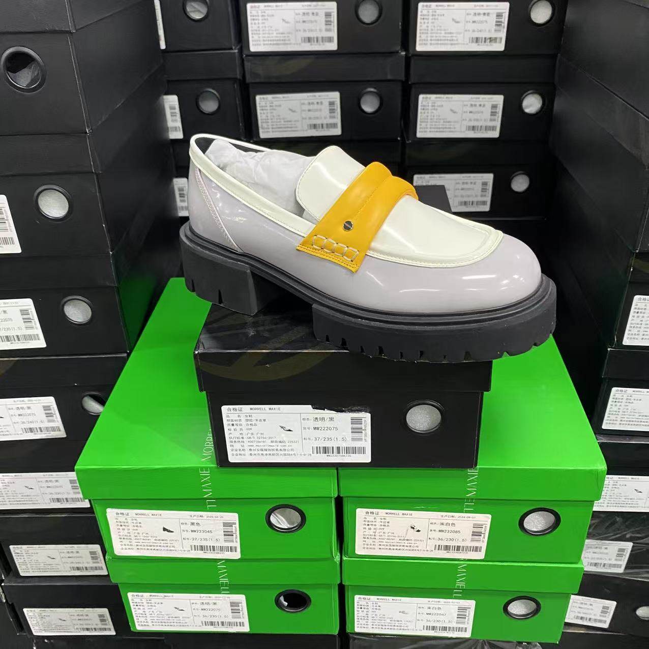 美国设计师买手高奢品牌M牛皮拼色厚底防滑乐福单鞋1140白灰橙,女鞋,乐福鞋（豆豆鞋）,淘宝优惠券,粉丝福利购,淘宝优惠卷