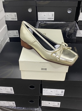 店主推荐！欧洲设计师轻奢品牌猪鼻羊皮方头木纹跟单鞋C183金色