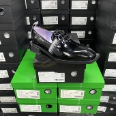 美国设计师买手高奢品牌方头牛皮厚跟带西装 平底女单鞋 3055黑色