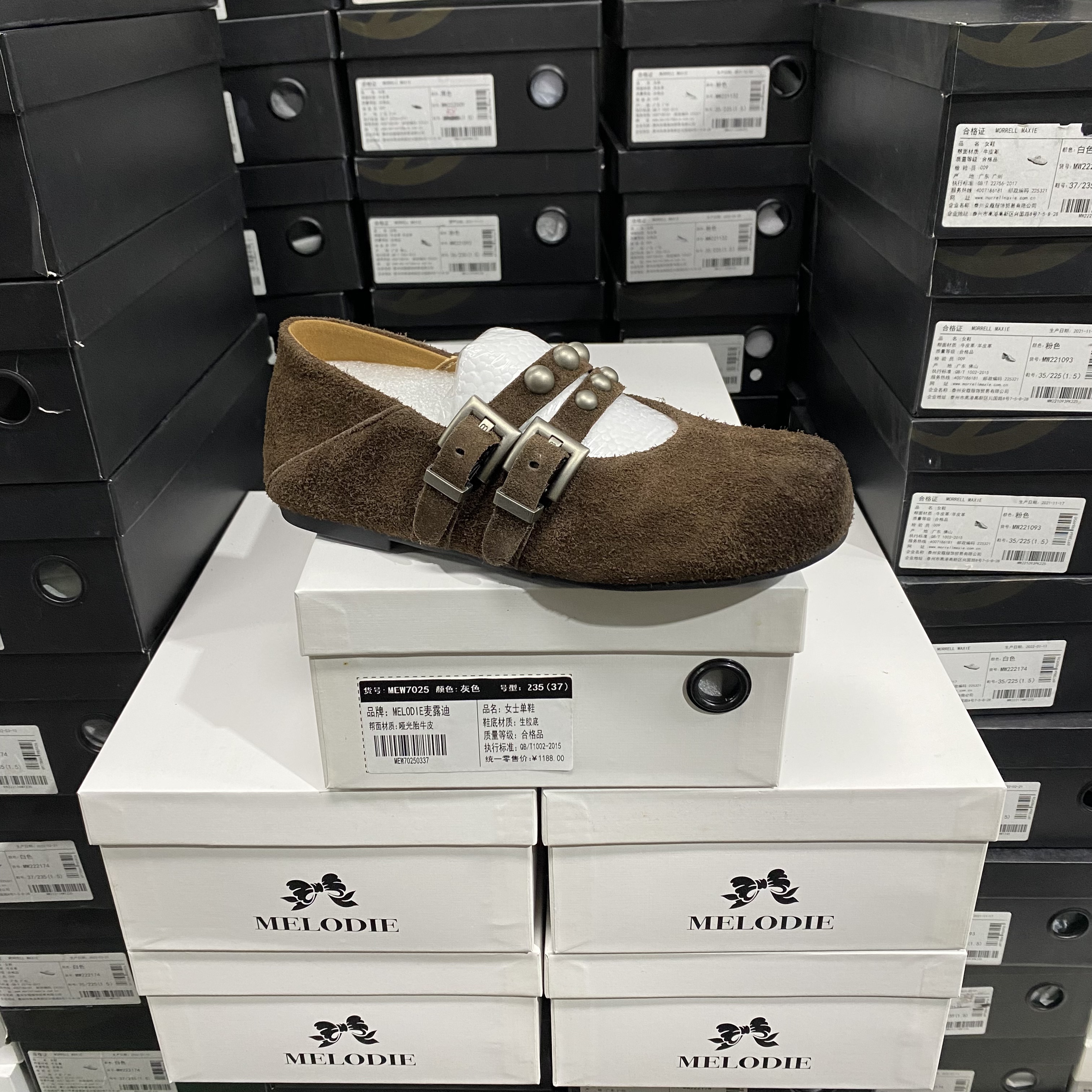 实体专柜意大利设计师轻奢品牌D擦色平底牛反绒7236休闲鞋咖色