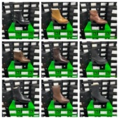 意大利手工真牛羊皮短靴高矮方跟拉链套筒短靴36码 合集555 578号