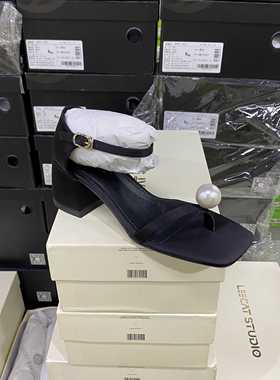 LS专柜正品I平底外穿夹趾凉鞋040B黑色