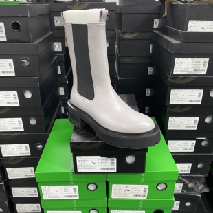 美国设计师买手高奢品牌J 牛皮百搭高筒厚底烟管靴4144灰色黑色