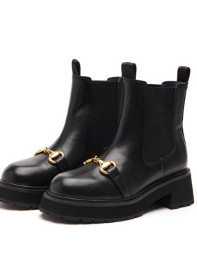 CERRUTI·I88I切瑞蒂法国顶奢品牌胎牛皮短靴烟筒靴CT623黑色