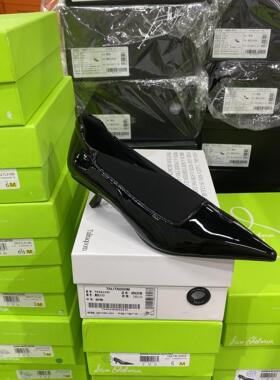 意大利轻奢专柜正品撤柜D专柜尖头收口牛皮单鞋7052黑色