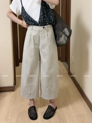 十米田99097速干休闲裤女2026夏季新款女松紧高腰显瘦弯刀气球裤