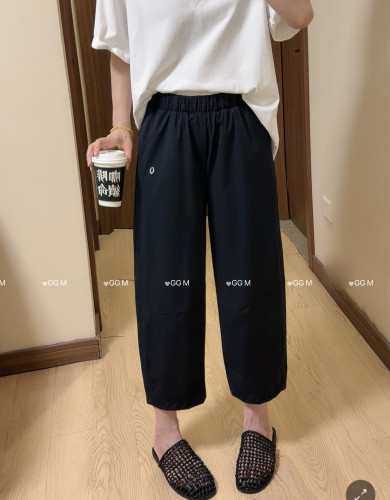 十米田1826弹力抗皱速干松紧腰显瘦阔腿裤九分休闲裤女2026新款夏