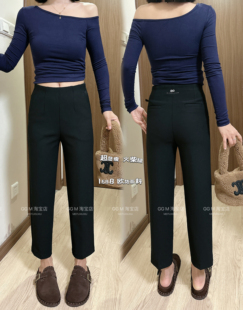 新款 弹力加绒休闲裤 直筒烟管裤 哈伦裤 子 显瘦西装 十米田1688春冬季