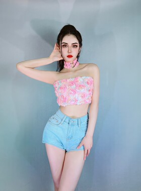 新款夏季酒吧领舞ds演出服b组gogo服装性感露背短潮流套装爵士舞