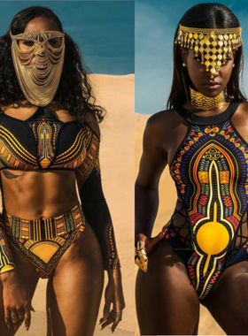 埃及艳后夜店舞台做秀3D印花gogo新款女歌手领舞ds演出服泳衣连体