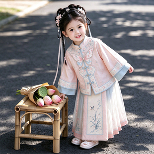 女童汉服2026新款明制马面裙套装儿童中国风古装长袖改良宝宝襦裙