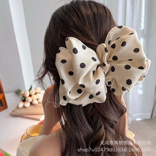 圆点泡泡发夹复古时髦缎面弹簧夹韩国简约低马尾发卡头饰气质发夹