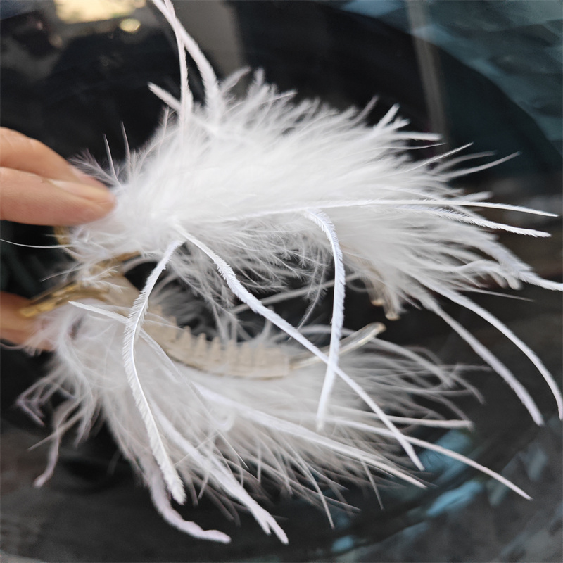 鸵鸟毛发夹羽毛丸子头发夹超仙高级感抓夹丸子夹