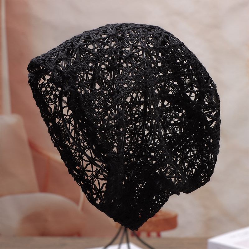 堆堆帽子女款春夏季薄款洋气包头帽透气时尚头巾帽镂空遮白发帽子