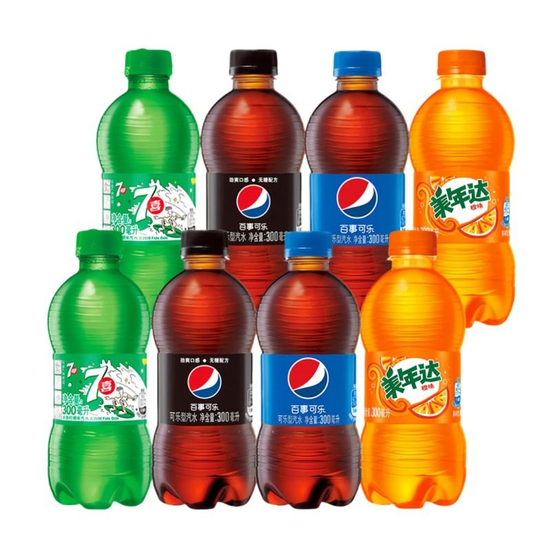 百事可乐300ml迷你小瓶装七喜美年达汽水无糖碳酸饮料夏天水饮料