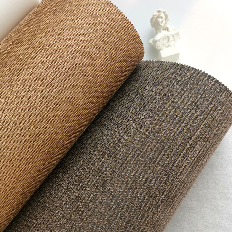 金棕色无缝墙布深色加粗编织肌理 黑褐黑咖深咖棉纱别墅无缝壁布