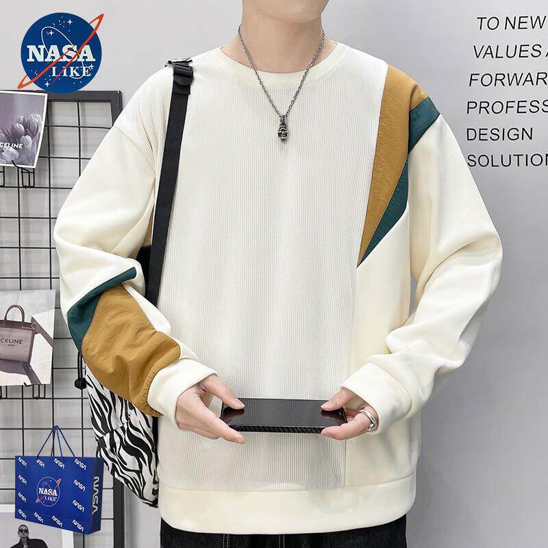 NASALIKE潮牌圆领卫衣男宽松春秋季棉质拼色长袖T恤男学生秋冬季怎么看?