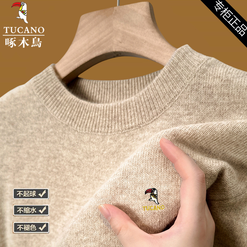 啄木鸟纯色圆领毛衣打底衫男