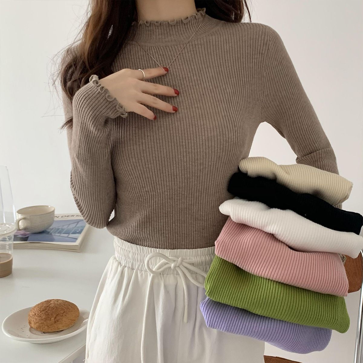 半高领毛衣女秋冬百搭贴身中领内毛衣