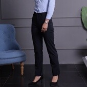 藏青色通勤职业装 女秋冬加绒大码 邮储工作服直筒长裤 银行西裤